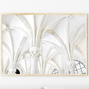 Weiße Wand Kunst, Minimalistische weiße Kunst Drucke, Moderne Wand Dekor Drucke, Kathedralen Decken Architektur Drucke