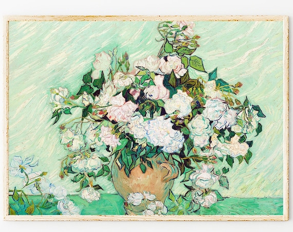 Van Gogh Painting, Vincent Van Gogh Art Print, Van Gogh Roses 1890, Vincent VanGogh Painting Giclee Prints, Landscape Painting, Gifts