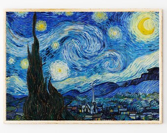Vincent Van Gogh Starry Night Art Print, Van Gogh 1889 Archival Print, Poster Wall Decor, Vincent VanGogh Painting Giclee Prints, Gifts