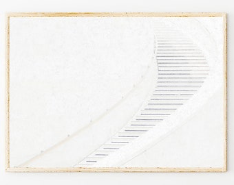 White Wall Art, Minimalist White Art Prints, Modern Wall Decor Prints, White Stairway Architecture Print, Neutral White Stairs Wall Decor