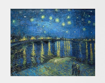 Stampa artistica da parete di Vincent Van Gogh, Notte stellata sul Rodano 1888, Stampe d'arte impressionista, Regali di Van Gogh, Decorazioni per la casa artistiche, Regali