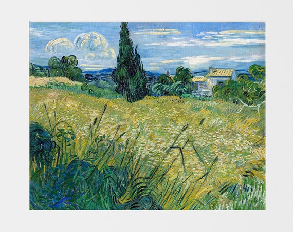 Van Gogh Painting, Vincent Van Gogh Art Print, Van Gogh Green Wheat Field with Cypress 1889, Vincent VanGogh Painting Giclee Prints, Gifts