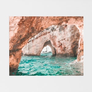 Capri Italy Print, Coastal Italy Wall Decor, Faraglioni Watercolor Painting Prints, Achival Art, Gallery Wall Decor, Watercolor Paintings