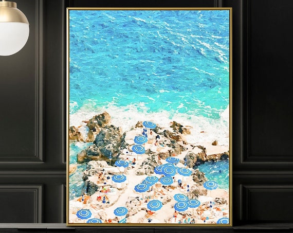 Capri Italy Print, Island Coastal Wall Decor, Fontelina Watercolor Painting Art Prints, Gallery Wall Decor, Watercolor Paintings