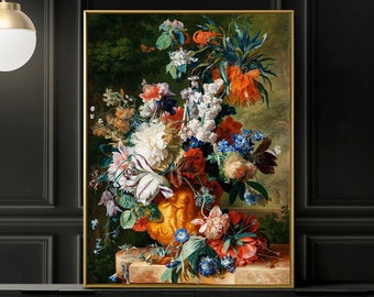 Jan van Huysum Painting Print, Bouquet of Flowers in an Urn Painting Print, Floral Art Wall Decor, Dutch Wall Art, Oil Painting Prints