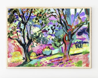 Matisse Wall Art Print, Landscape  Olive Trees at Collioure Archival Wall Decor, Cut Outs Painting Giclee Prints Vintage Design Fauvism