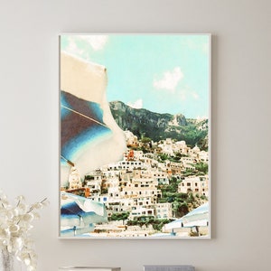 Amalfi Coast Painting Print, Coastal Italy Wall Decor, Positano Beach Umbrellas Watercolor Painting, Gallery Wall Decor, Watercolor Prints