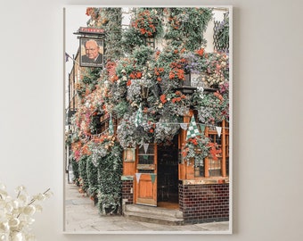London Pub Travel Photography Prints, London Churchill Arms Pub Image, Modern Wall Decor Prints, United Kingdom Pictures, Gifts