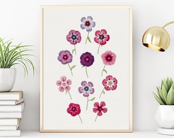 Phlox Flower Print, Vintage Botanical Prints, Flower Drawing Print, Archival Floral Decor Wall Art, Plant Sketch Prints