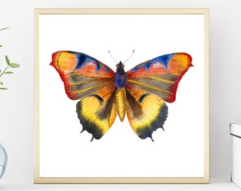 Instant Download Vintage Butterfly Print, Orange Color Pop Digital Wall Art, Butterflies Instant Digital Print, Printable Wall Art Decor
