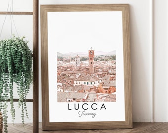 Tuscany Lucca Italy Wall Art Poster Print, Rooftops Photography Large Archival Posters, Italian Home Decor Art, Adriatic Coastal Prints