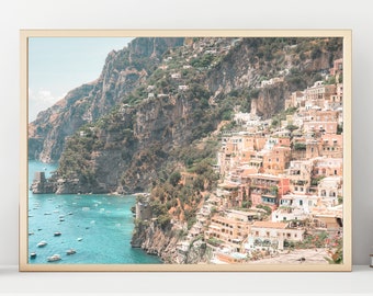 Amalfi Coast Wall Art Print Photograph Positano, Italy Travel Photography Modern Decor Art Prints, Wall Art Pic Photography Coastal Print