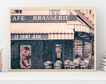 Paris Photography Art Print, Paris Street Cafe Prints, French Travel Photography, Kitchen Wall Art, France Photo Print, Modern Wall Decor