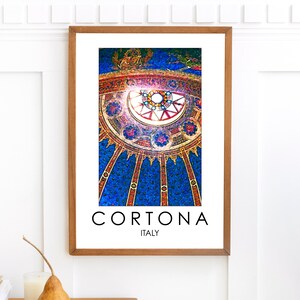 Italy Travel Archival Print, Graphic Wall Decor Arts, Photography Cortona Tuscany Stained Glass Church Illustration Art Prints
