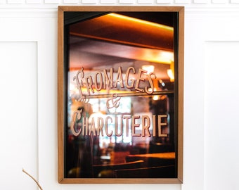 Paris Cafe Wall Art Print – French Charcuterie Sign, Paris Photography, Kitchen Dining Room Decor, French Travel Photography Print