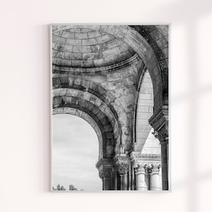 Paris Black and White Photography Art Print Poster, Paris Black White Alcove Architecture Prints Photo, Parisian Style Wall Decor Prints