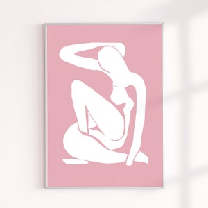Matisse Wall Art, Matisse Figure Print, Pink White Prints, Henri Matisse Cut Outs Poster, Matisse Body, Archival Art Print Poster Wall Decor