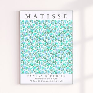Matisse Flower Market Art Prints, Matisse Blue Archival Print, Cut Outs Poster Wall Decor, Abstract Floral Giclee Prints Vintage Flowers