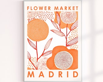 Flower Market Madrid Poster, Spain Flower Market Wall Decor Prints, Floral Wall Decor Art Print, Spain Travel Images, Flower Markets