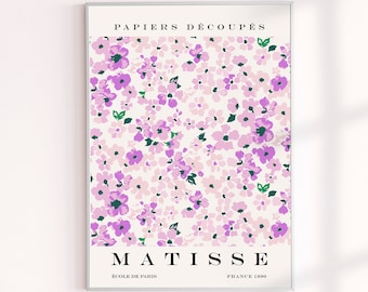Matisse Flower Poster, Matisse Flower Market Prints, Matisse Cut Out, Matisse Lavender Purple Print, Papiers Decoupes Matisse, Matise