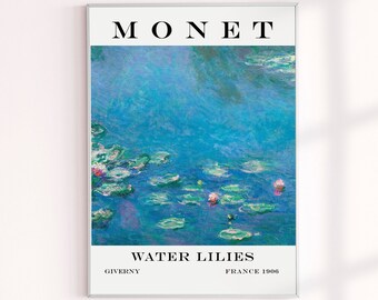 Monet Wall Art, Claude Monet Water Lilies Painting Print, Monet Poster, Monet Landscape Prints Wall Decor, Classic Landscape Painting