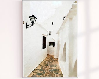 Greece Prints, Greece White Architecture Wall Art, Minimalist Neutral Painting, Greek Pale Tones Coastal Greek Isle Modern Decor Prints,