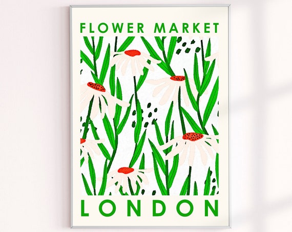 London Flower Market Poster, Great Britain Flower Market Wall Decor Prints, Floral Wall Decor Art Print, UK Travel Images, Flower Markets