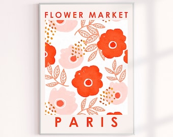 Flower Market Paris Poster, France Flower Market Wall Decor Prints, Floral Wall Decor Art Print, Paris Travel Images, Flower Markets