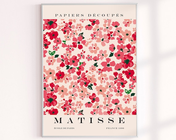Matisse Flower Poster, Matisse Flower Market Prints, Matisse Cut Out, Matisse Red Flowers, Matisse Print, Papiers Decoupes Matisse, Matise