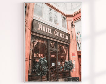 Wall Art Paris Photography, Paris Passages Hotel Chopin, Paris Travel Prints, France Photos, French Wall Decor, Black and White Paris Photo