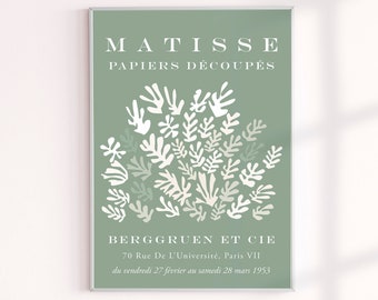 Matisse Poster, Matisse Wall Art Poster, Matisse Sage Green Print, Matisse Papiers Decoupes, Matisse Cut Out, Berggruen Cie Poster Prints