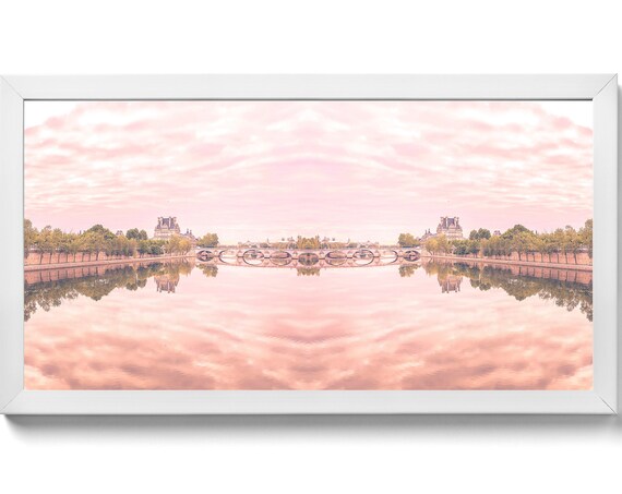 Contemporary Painting, Large Art Painting on Canvas Modern Wall Decor, Paris Seine River Art Image, 30x60 Inches Framed Canvas Painting