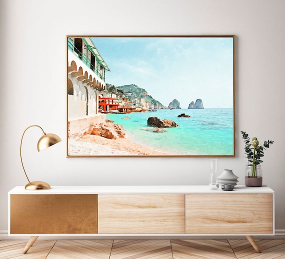 Capri Island Views Art Painting Print, Italy Coastal Wall Decor, Summer Watercolor Art Prints, Gallery Wall Decor, Watercolor Paintings