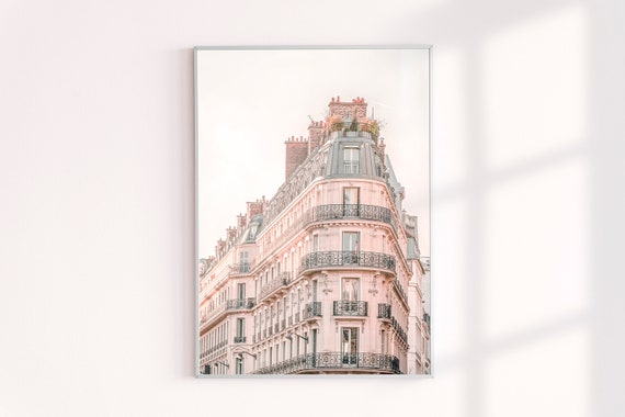 Paris Architecture Wall Art, Pink Peach Apartments Photography Travel Prints, Paris Photograph Decor, Paris Buildings Image Wall Arts