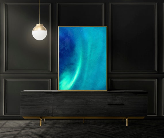 Northern Lights Painting, Modern Dark Wall Decor, Night Sky Photography Painting on Canvas, Gallery Wall Decor