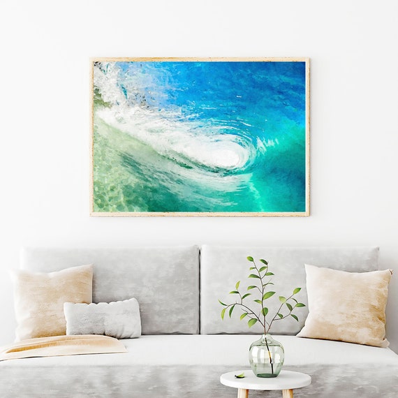 Lone Wave Painting Print, Coastal Wall Decor, Ocean View Watercolor Painting Prints, Archival Art, Gallery Wall Decor, Watercolor Paintings