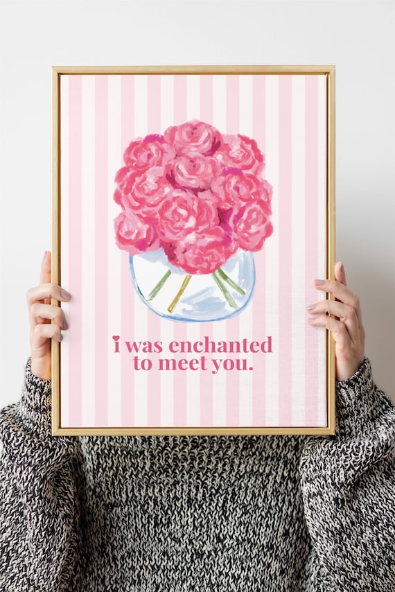Taylor Art Enchanted to Meet You Poster, Girly College Dorm Pink Decor Trendy Wall Art