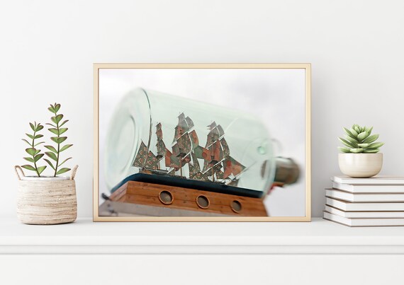 London Ship in a Bottle Photo Print, Trafalgar Square Photography, Scaled Down Version of HMS Victory Picture, London Photographs