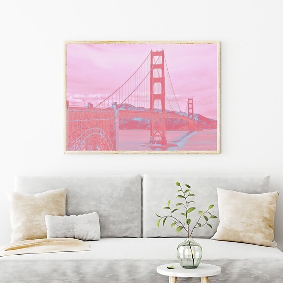 San Francisco Golden Gate Bridge Wall Art Archival Poster Print, Large Format Posters, New York City Architecture Home Decor Prints