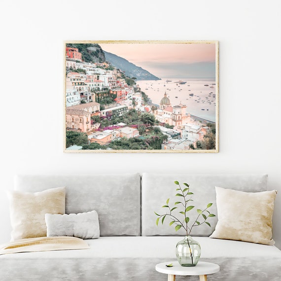 Positano Italy Sunrise Wall Art Print Photograph Amalfi Coast, Travel Photography Decor Art Prints, Wall Art Pic Photography Coastal Print