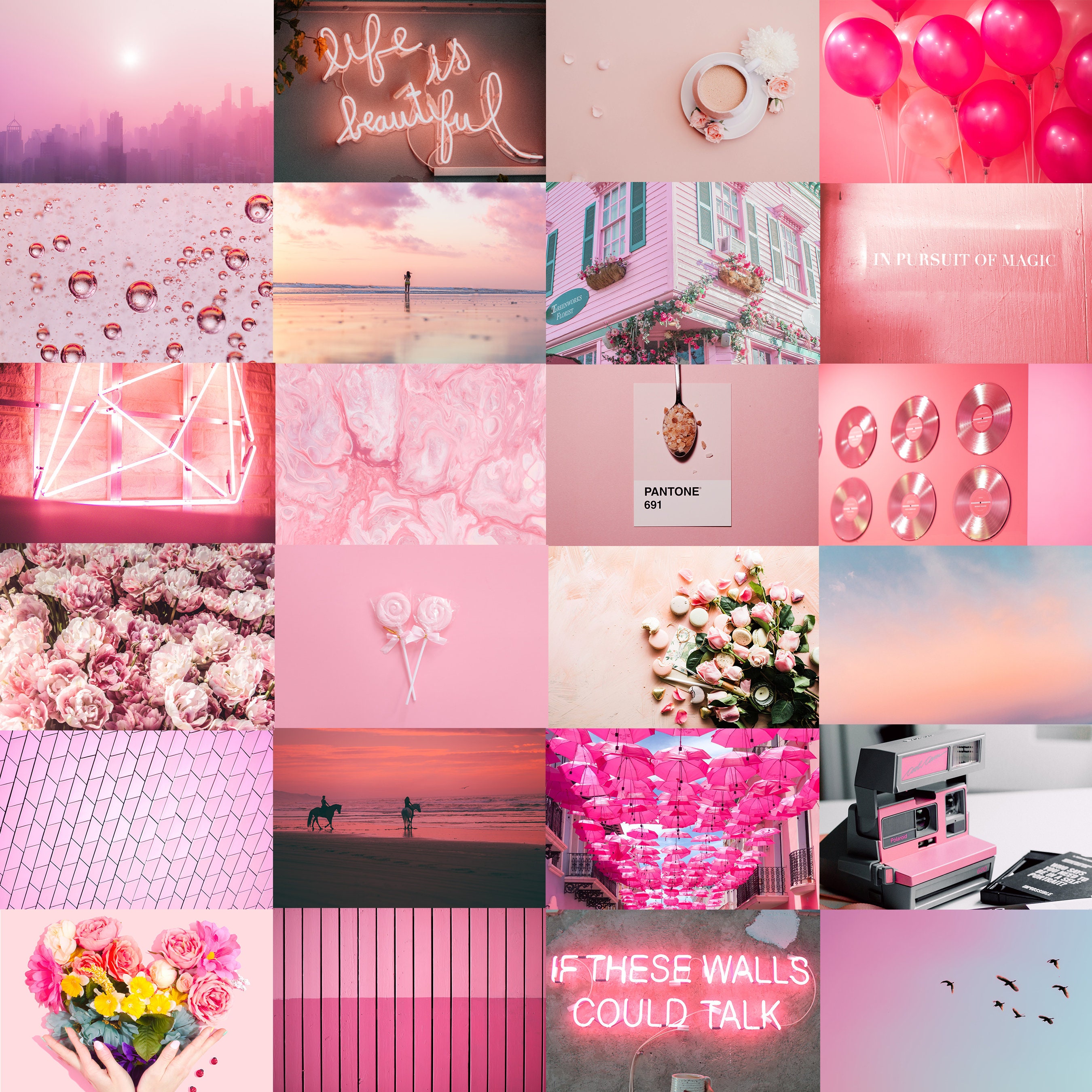 Instant 75 Photo Collage Kit Pink Aesthetic Dream VSCO Wall - Etsy