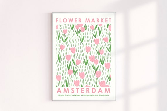 Amsterdam Flower Market Poster, Netherlands Flower Market Wall Decor Prints, Floral Wall Decor Art Print, EU Travel Images, Flower Markets