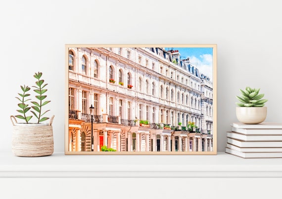 London Kensington Watercolor Archival Prints, London Architecture Painting Print Art, Great Britain Apartment Houses, UK Travel Photos