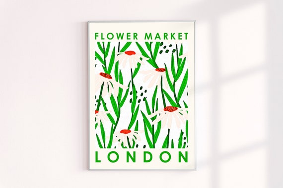 London Flower Market Poster, Great Britain Flower Market Wall Decor Prints, Floral Wall Decor Art Print, UK Travel Images, Flower Markets