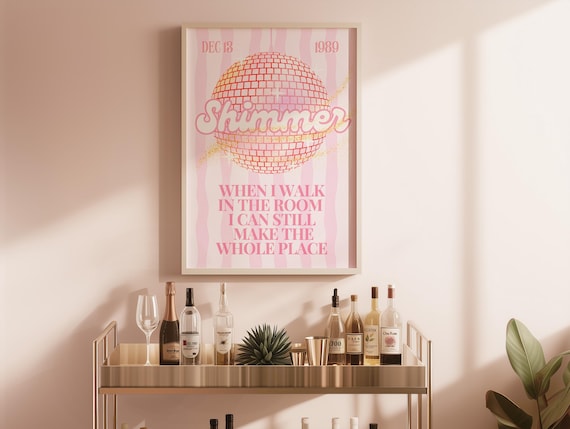 Taylor Print Poster, Girly College Dorm Bedroom Decor Trendy Pink Wall Art