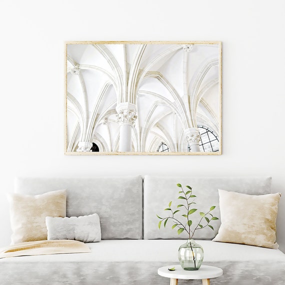 White Wall Art, Minimalist White Art Prints, Modern Wall Decor Prints, Cathedral Ceilings Architecture Prints