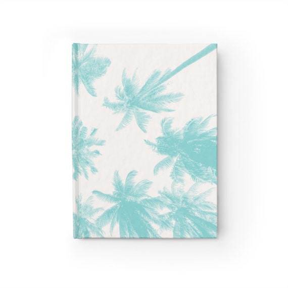 Personalized Gift Blue Palm Trees Journal Notebook - Choose from Lined or Blank Pages for Diary, Sketches, Doodles and Class Notes