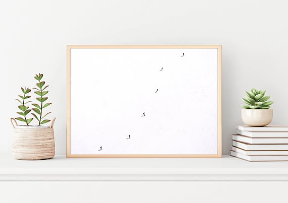 Neutral White Print, Ski Snow Mountain Wall Art, Minimalist White Art Prints, Boho Chic Prints, Neutral Wall Decor Archival Art Print