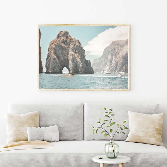 Capri Faraglioni Boats Amalfi Coast Wall Art Photograph, Italy Travel Photography Modern Decor Prints, Wall Art Pic Photograph Coastal Print