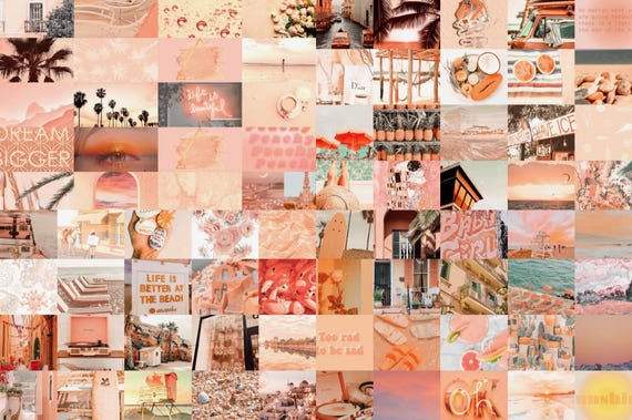 Wall Collage Kit Photos 100 Peach Beach Aesthetic, College Dorm VSCO Decor, 30 60 or 100 Summer Travel Photo Prints Tezza Wall Decor